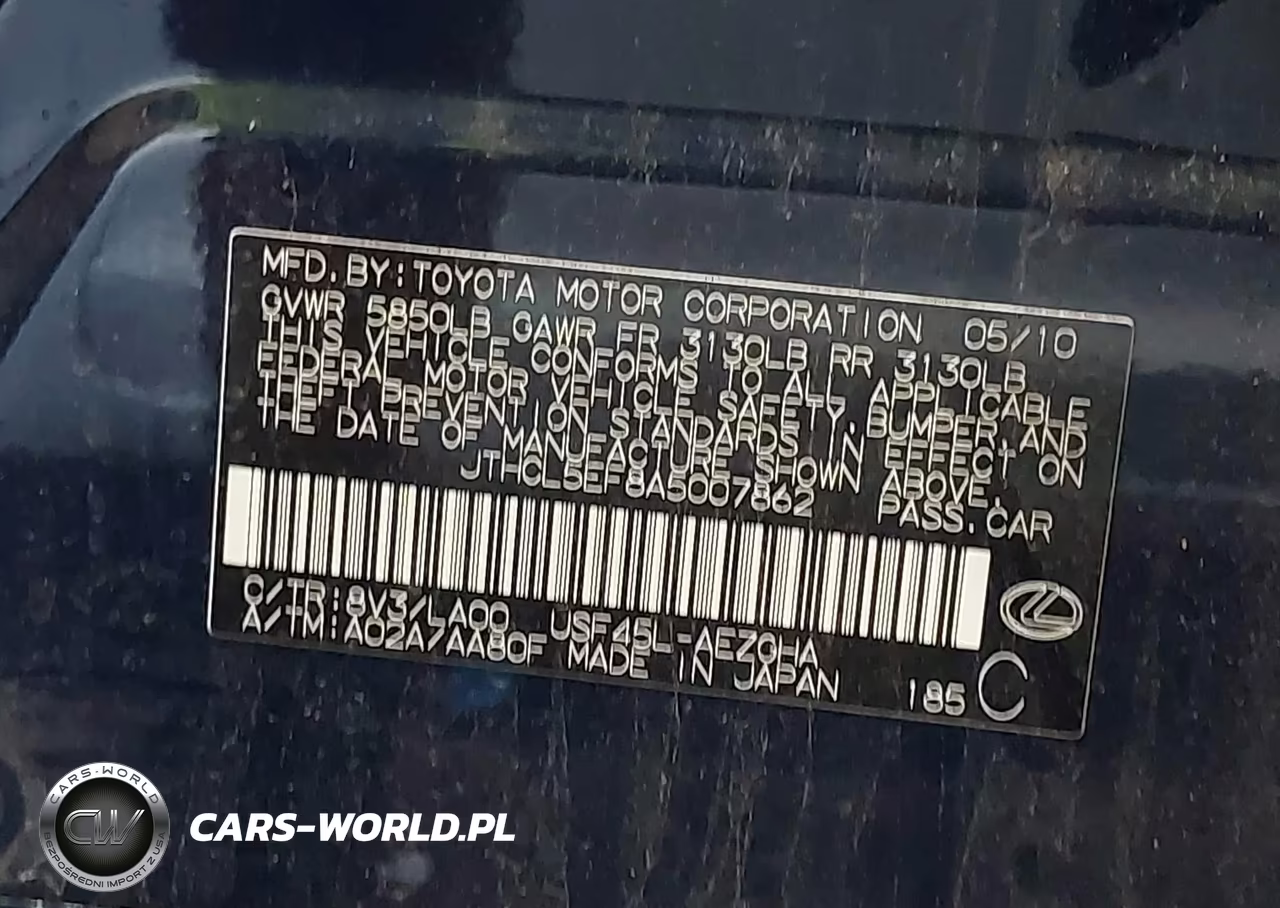 2010 Lexus Ls 460 VIN:JTHCL5EF8A5007862 - 9