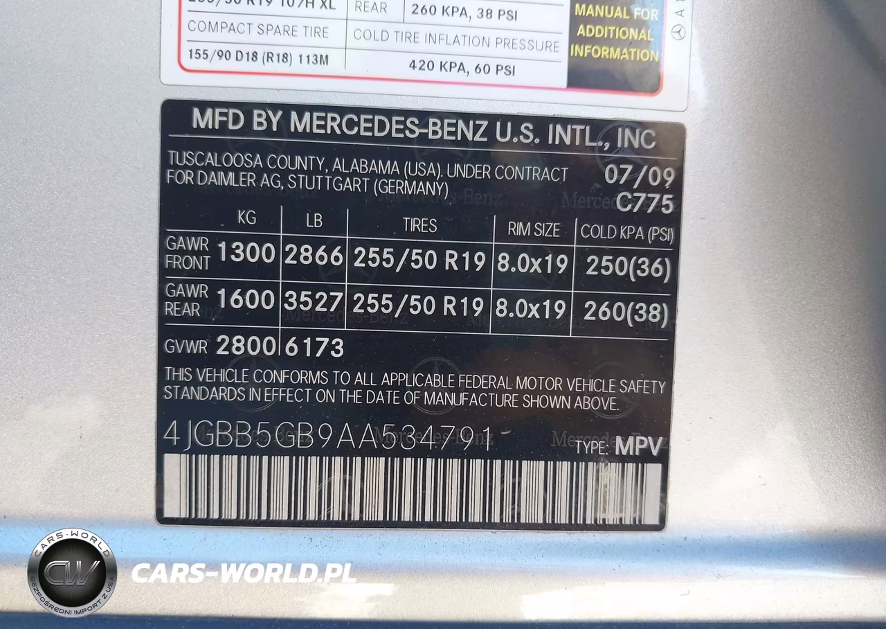 2010 Mercedes-Benz Ml 350 VIN:4JGBB5GB9AA534791 - 9