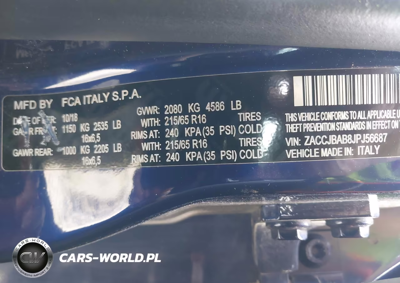2018 Jeep Renegade Sport 4X4 VIN:ZACCJBAB8JPJ56687 - 9