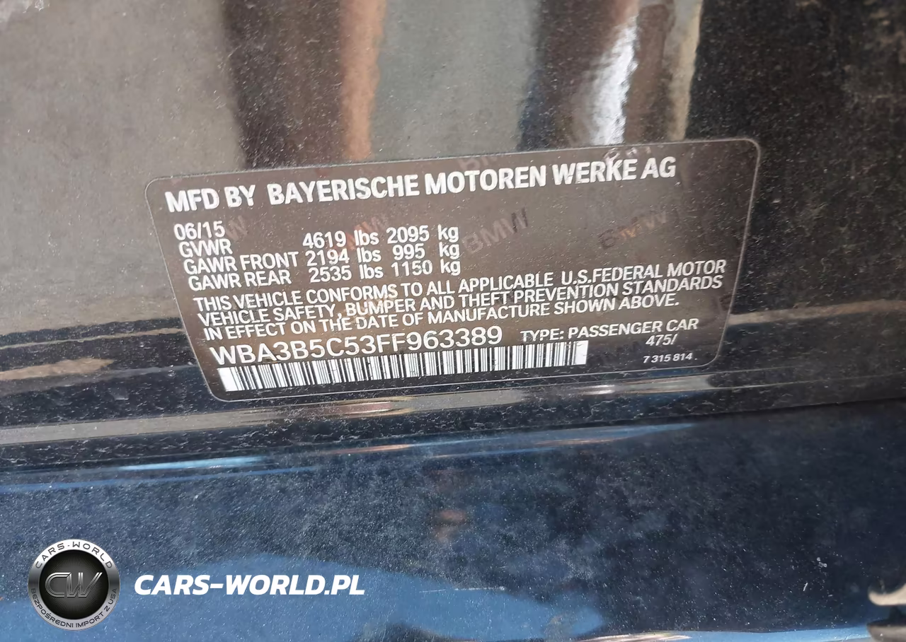 2015 BMW 328I xDrive VIN:WBA3B5C53FF963389 - 9