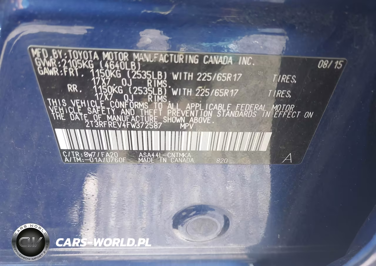 2015 Toyota Rav4 Xle VIN:2T3RFREV4FW372587 - 9