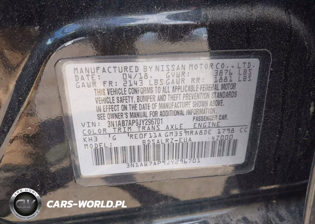 2018 Nissan Sentra Sr VIN:3N1AB7AP9JY296701 - 9