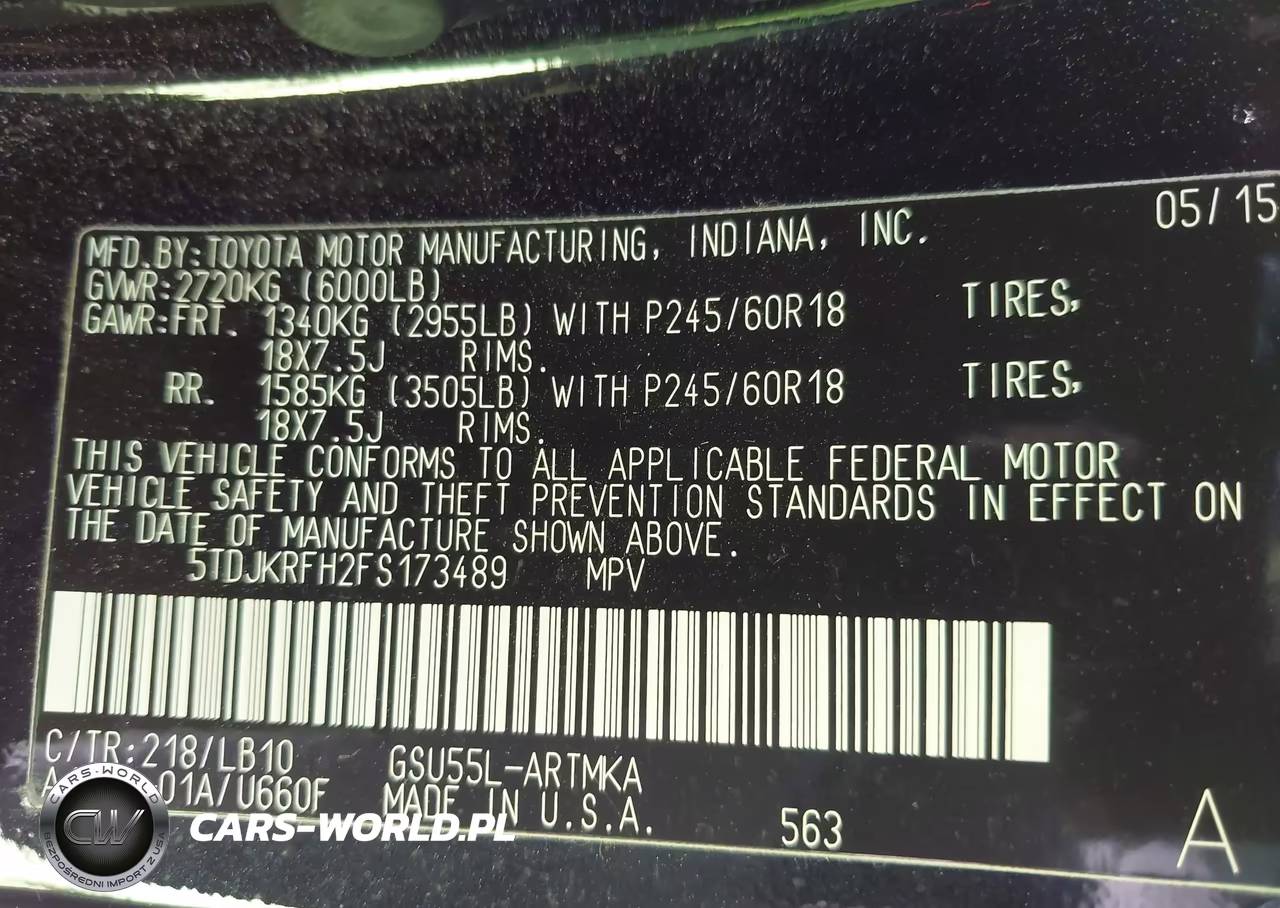 2015 Toyota Highlander Xle V6 VIN:5TDJKRFH2FS173489 - 9