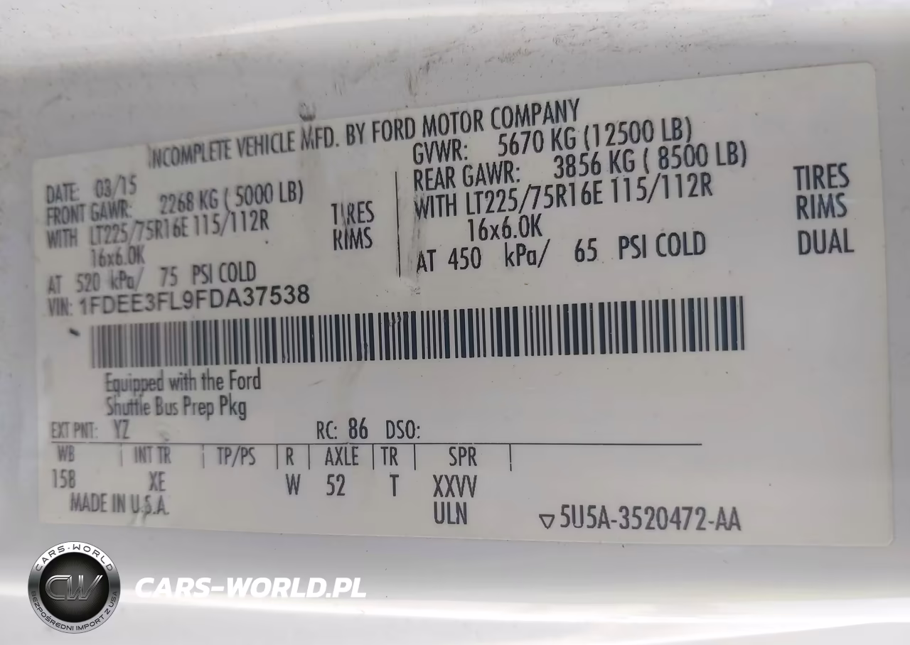 2015 Ford E-350 Cutaway VIN:1FDEE3FL9FDA37538 - 8