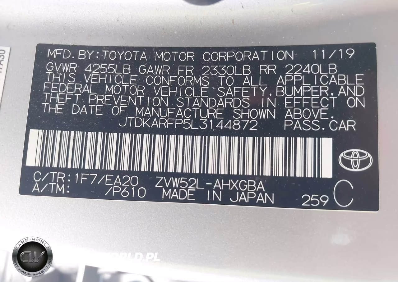 2020 Toyota Prius Prime Xle VIN:JTDKARFP5L3144872 - 9