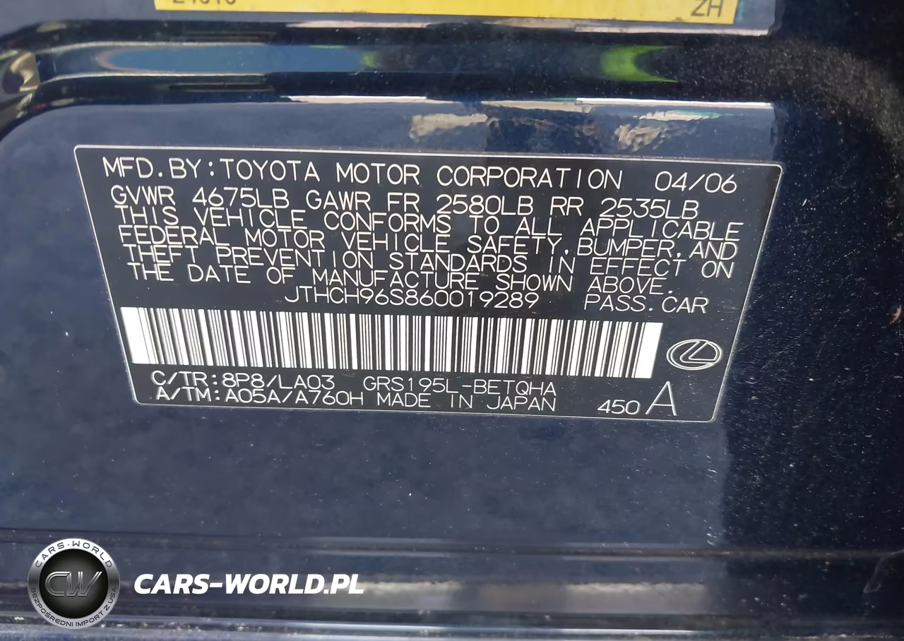 2006 Lexus Gs 300 VIN:JTHCH96S860019289 - 9