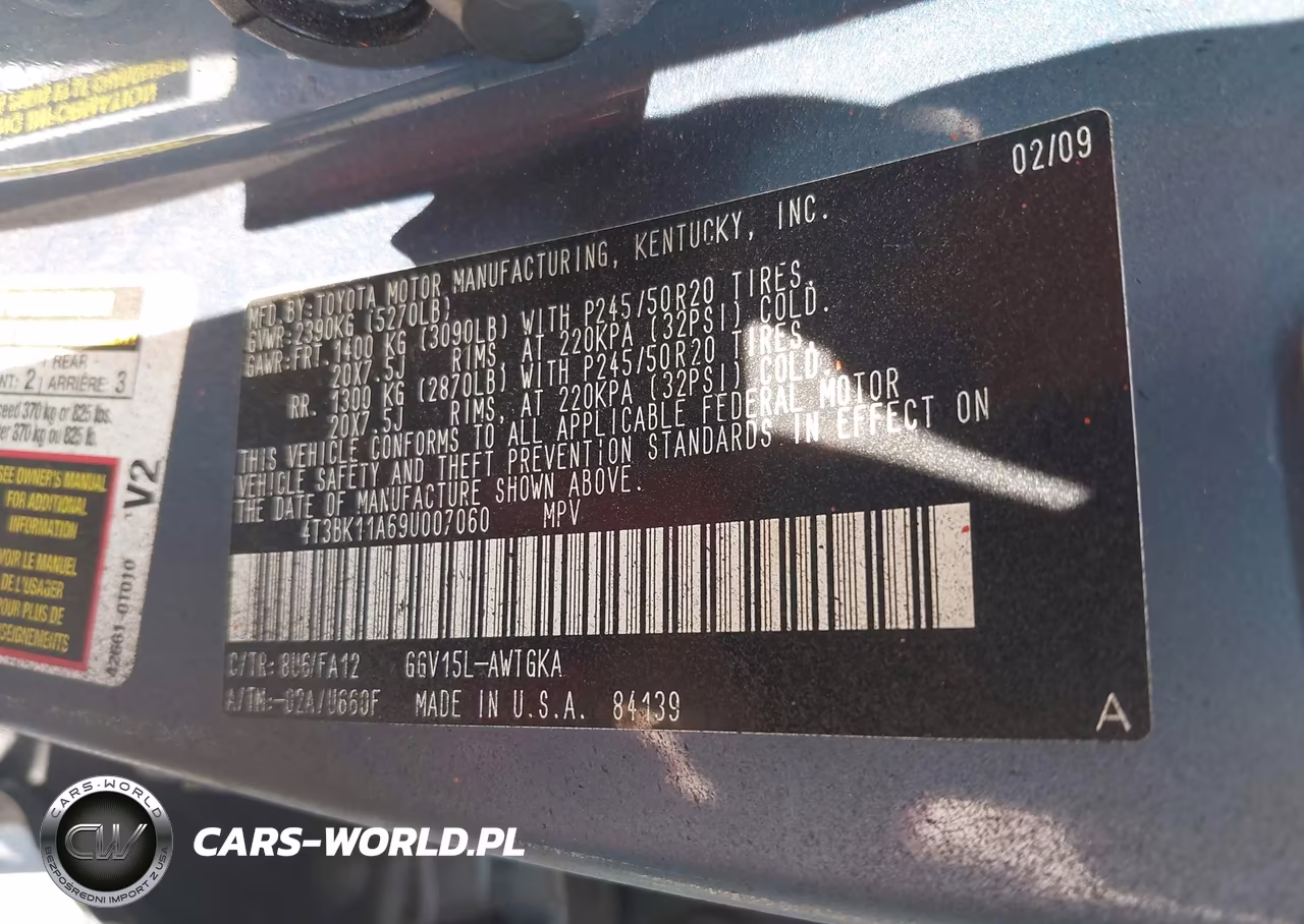 2009 Toyota Venza Base V6 VIN:4T3BK11A69U007060 - 9