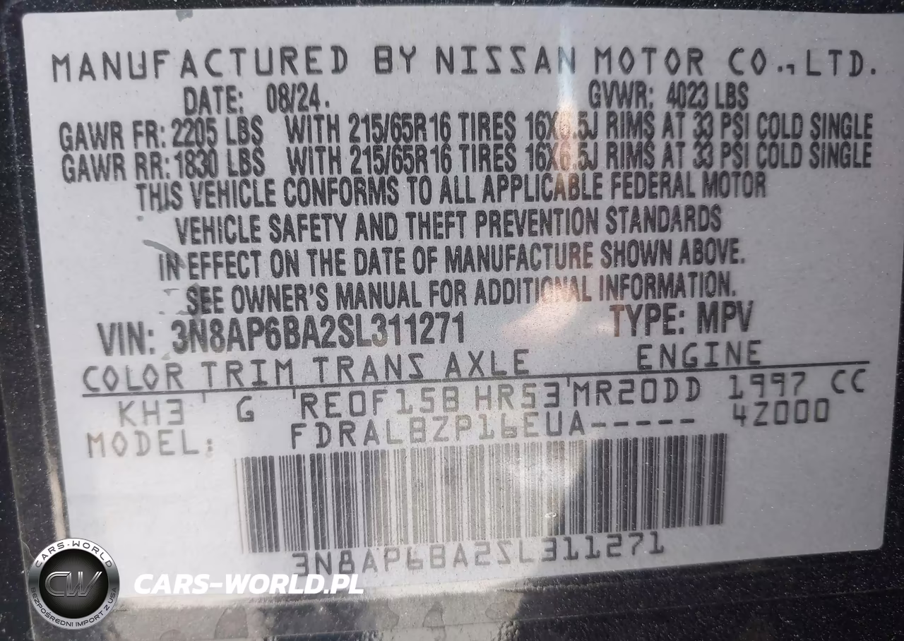 2025 Nissan Kicks S Fwd VIN:3N8AP6BA2SL311271 - 9