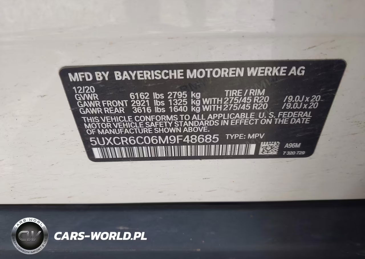 2021 BMW X5 xDrive40I VIN:5UXCR6C06M9F48685 - 9