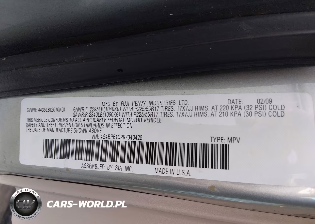 2009 Subaru Outback 2.5I VIN:4S4BP61C297343425 - 9