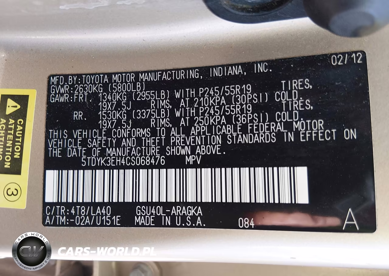 2012 Toyota Highlander Limited V6 VIN:5TDYK3EH4CS068476 - 9
