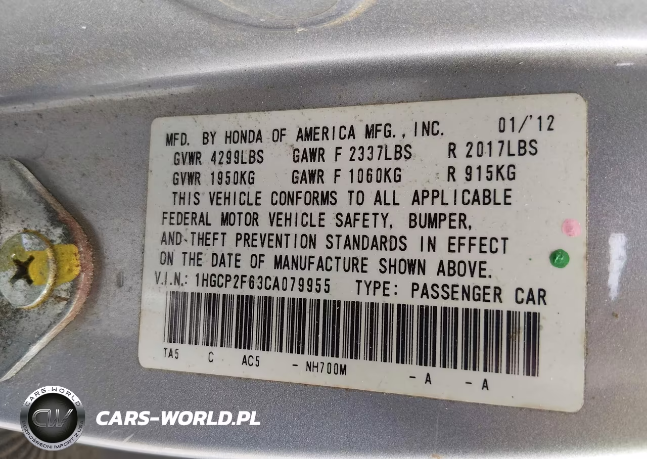 2012 Honda Accord 2.4 Se VIN:1HGCP2F63CA079955 - 9