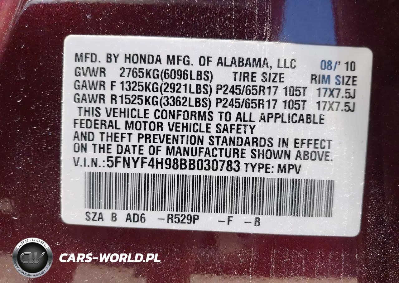 2011 Honda Pilot Touring VIN:5FNYF4H98BB030783 - 9