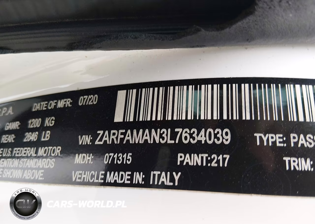 2020 Alfa Romeo Giulia Rwd VIN:ZARFAMAN3L7634039 - 9