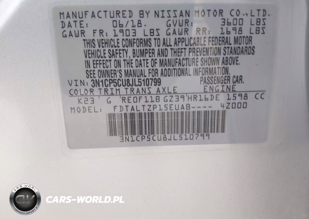 2018 Nissan Kicks Sr VIN:3N1CP5CU8JL510799 - 9