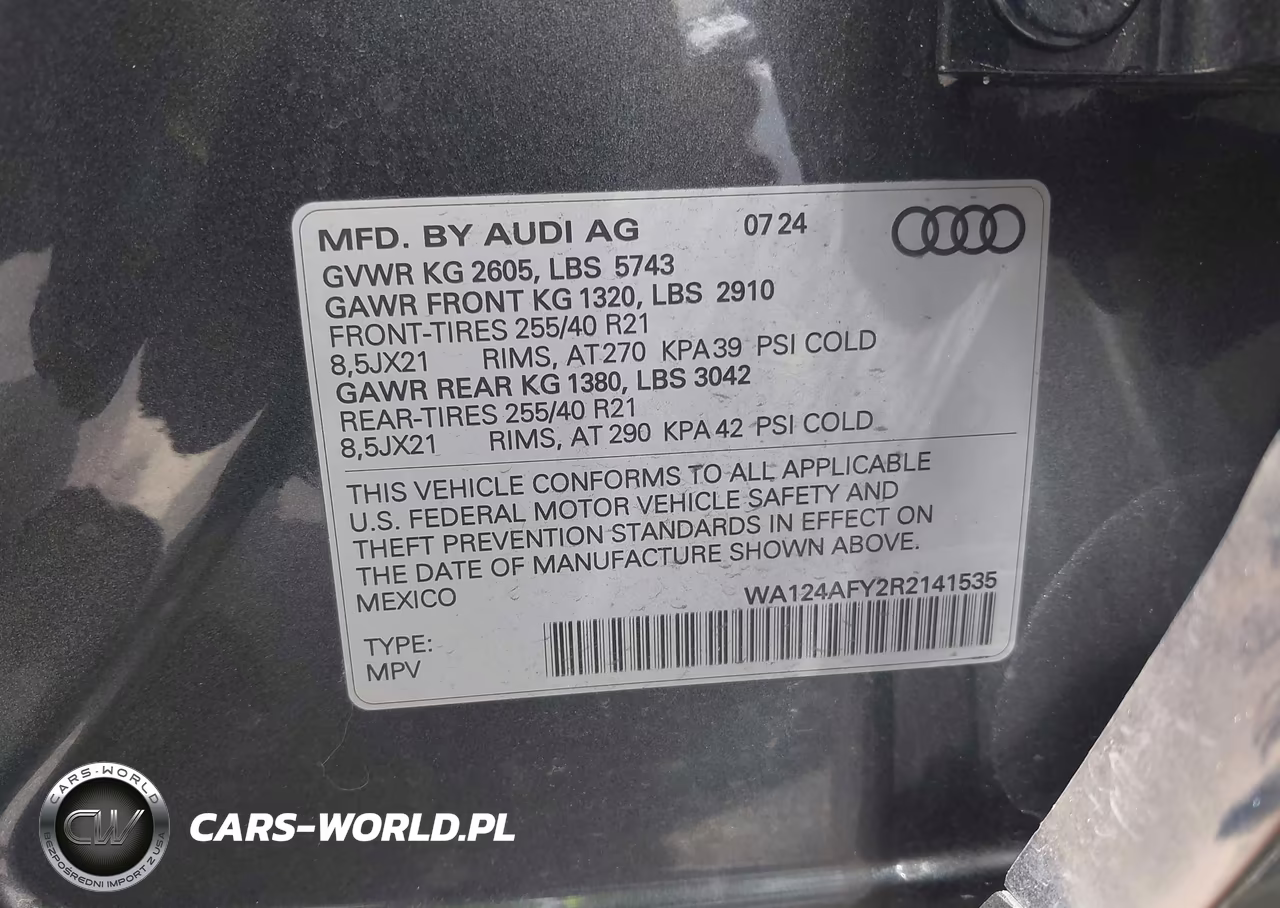 2024 Audi Sq5 Sportback Premium Plus Tfsi Quattro Tiptronic VIN:WA124AFY2R2141535 - 9