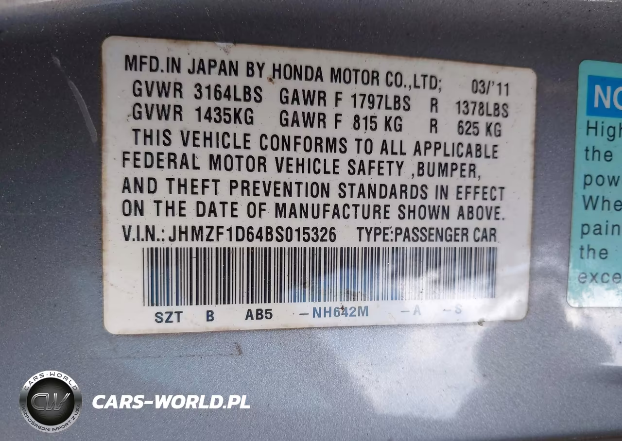 2011 Honda Cr-Z Ex VIN:JHMZF1D64BS015326 - 9