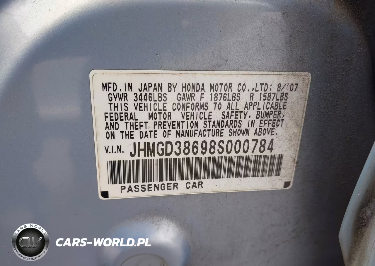 2008 Honda Fit Sport VIN:JHMGD38698S000784 - 9