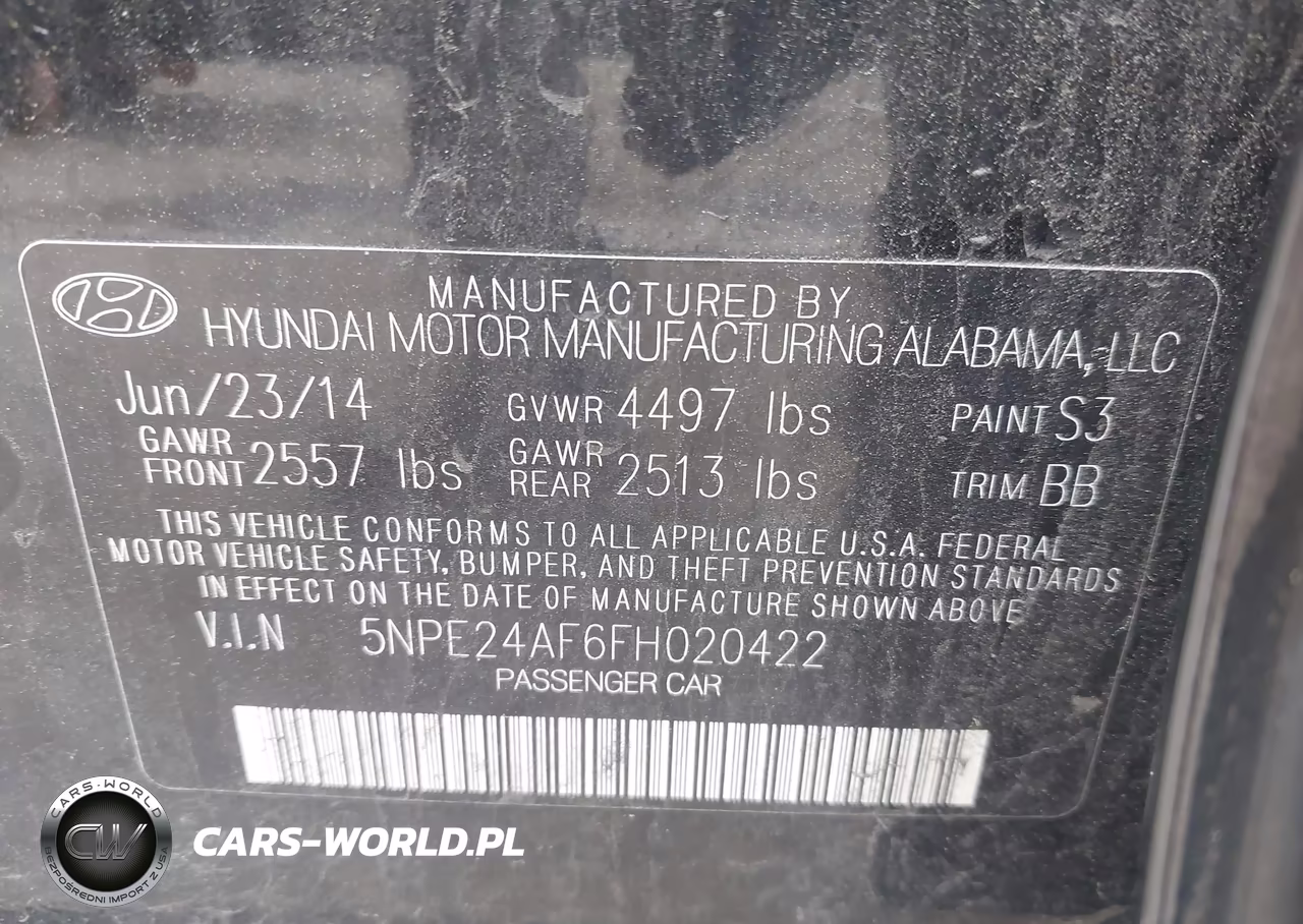 2015 Hyundai Sonata Se VIN:5NPE24AF6FH020422 - 9