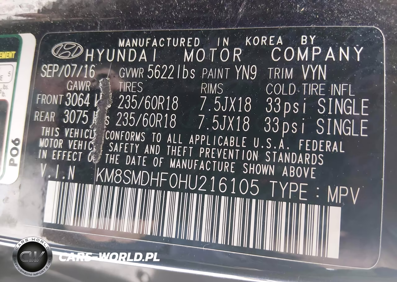2017 Hyundai Santa Fe Se VIN:KM8SMDHF0HU216105 - 9