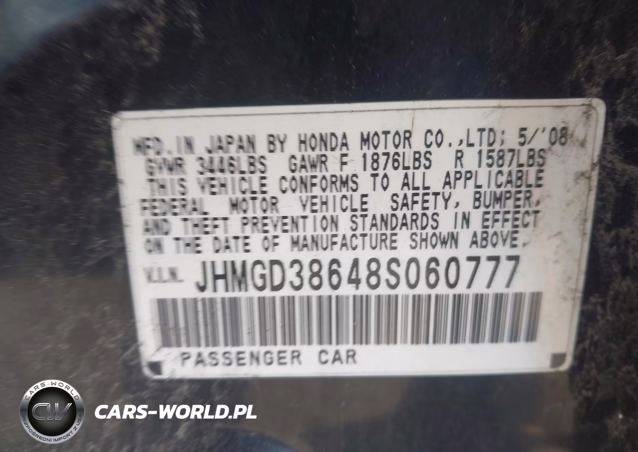 2008 Honda Fit Sport VIN:JHMGD38648S060777 - 9