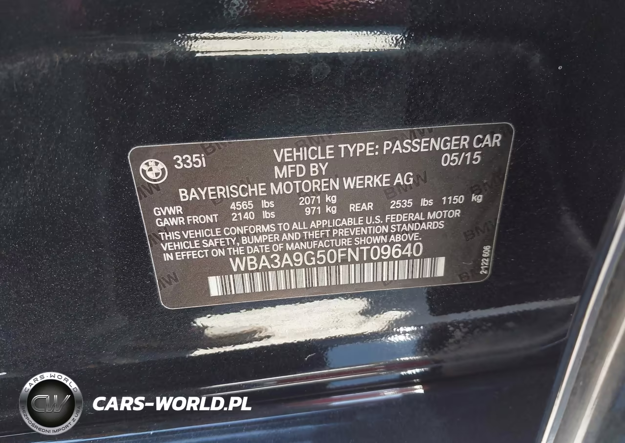 2015 BMW 335I VIN:WBA3A9G50FNT09640 - 9