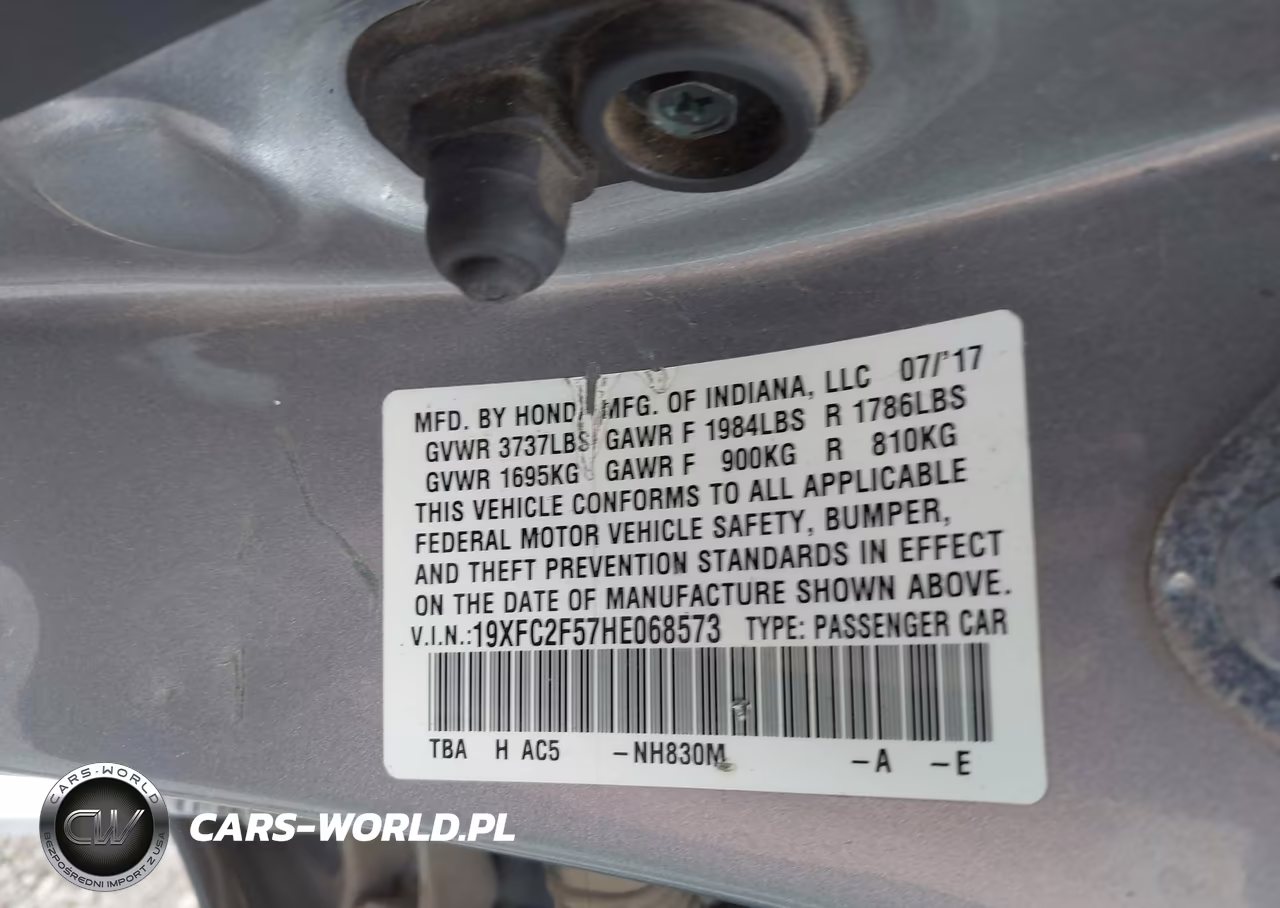 2017 Honda Civic Lx VIN:19XFC2F57HE068573 - 9