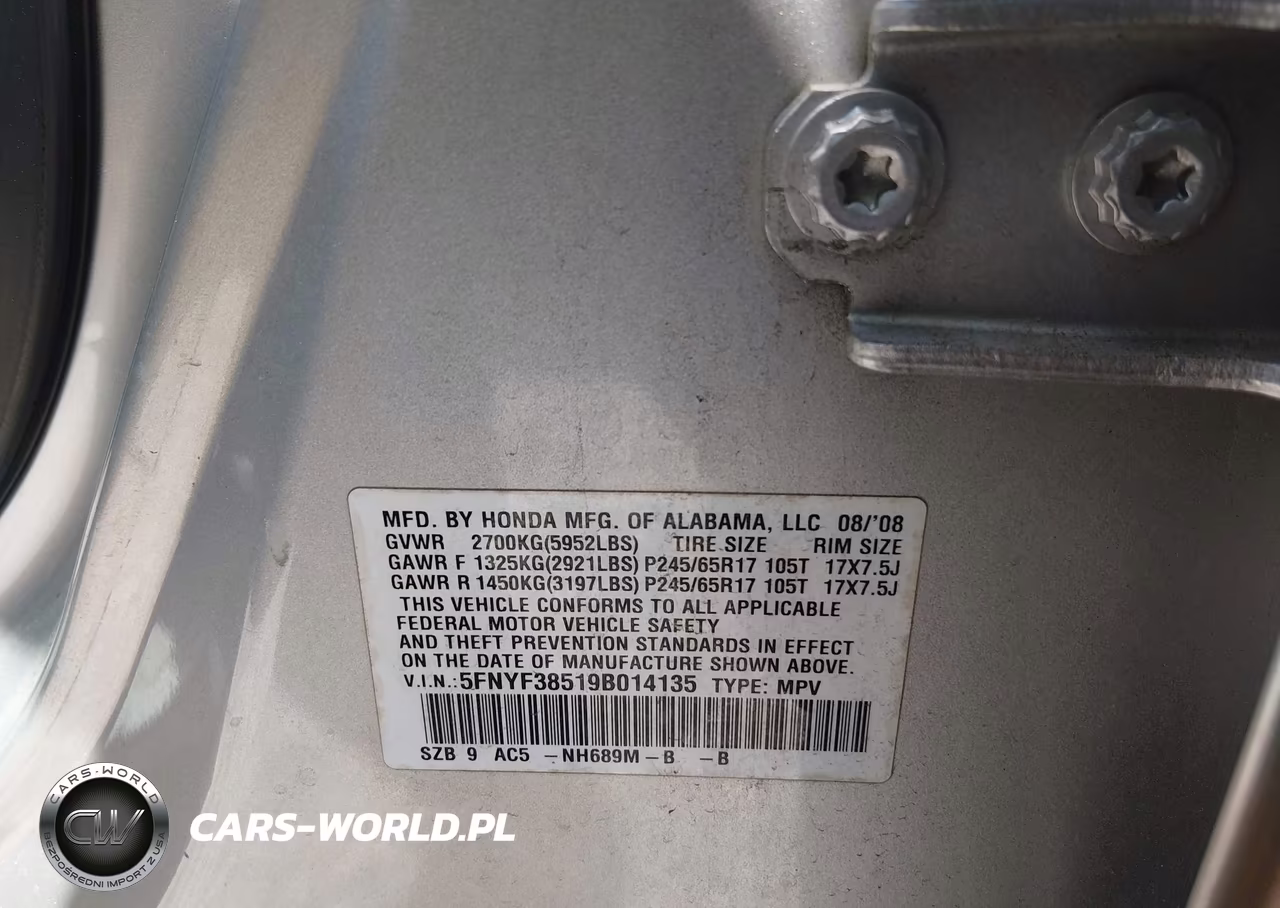 2009 Honda Pilot Ex-L VIN:5FNYF38519B014135 - 9