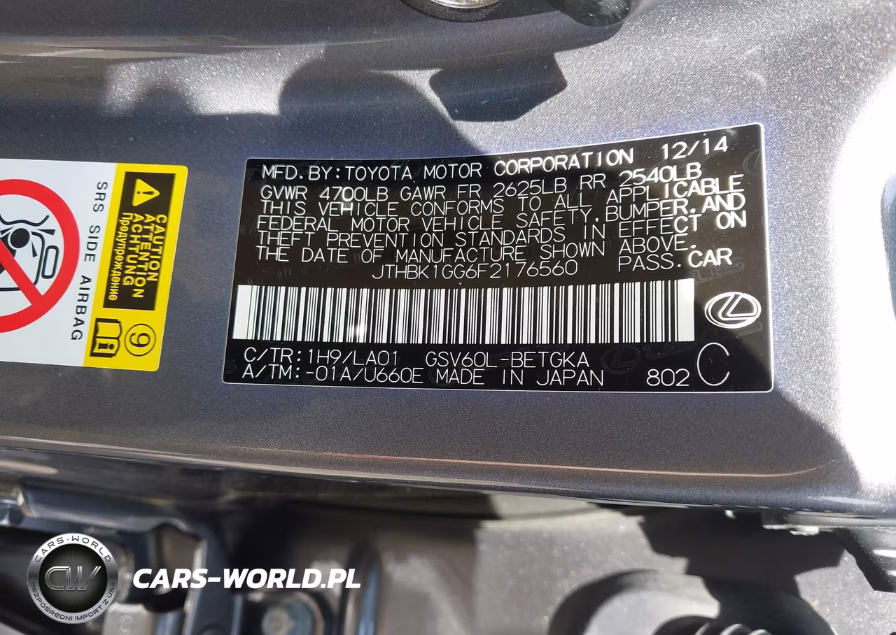 2015 Lexus Es 350 VIN:JTHBK1GG6F2176560 - 9