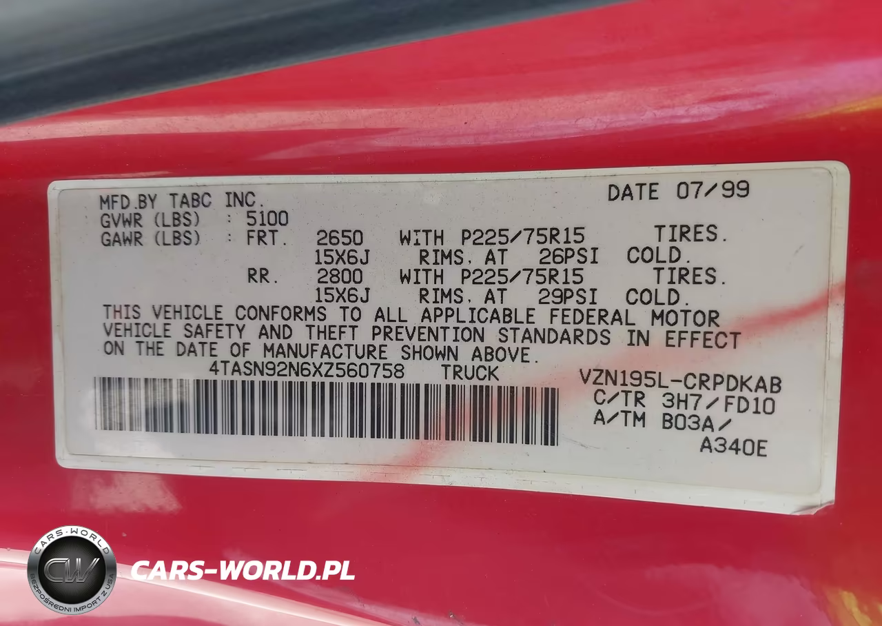 1999 Toyota Tacoma Prerunner V6 VIN:4TASN92N6XZ560758 - 9