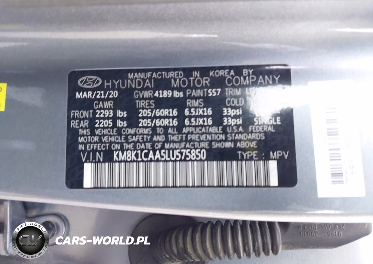 2020 Hyundai Kona Se VIN:KM8K1CAA5LU575850 - 9