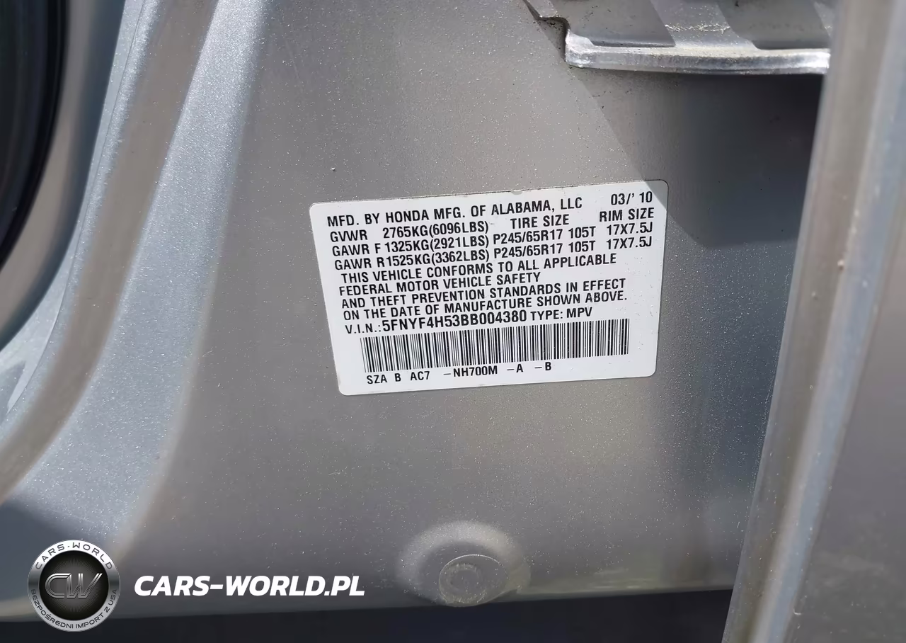 2011 Honda Pilot Ex-L VIN:5FNYF4H53BB004380 - 9