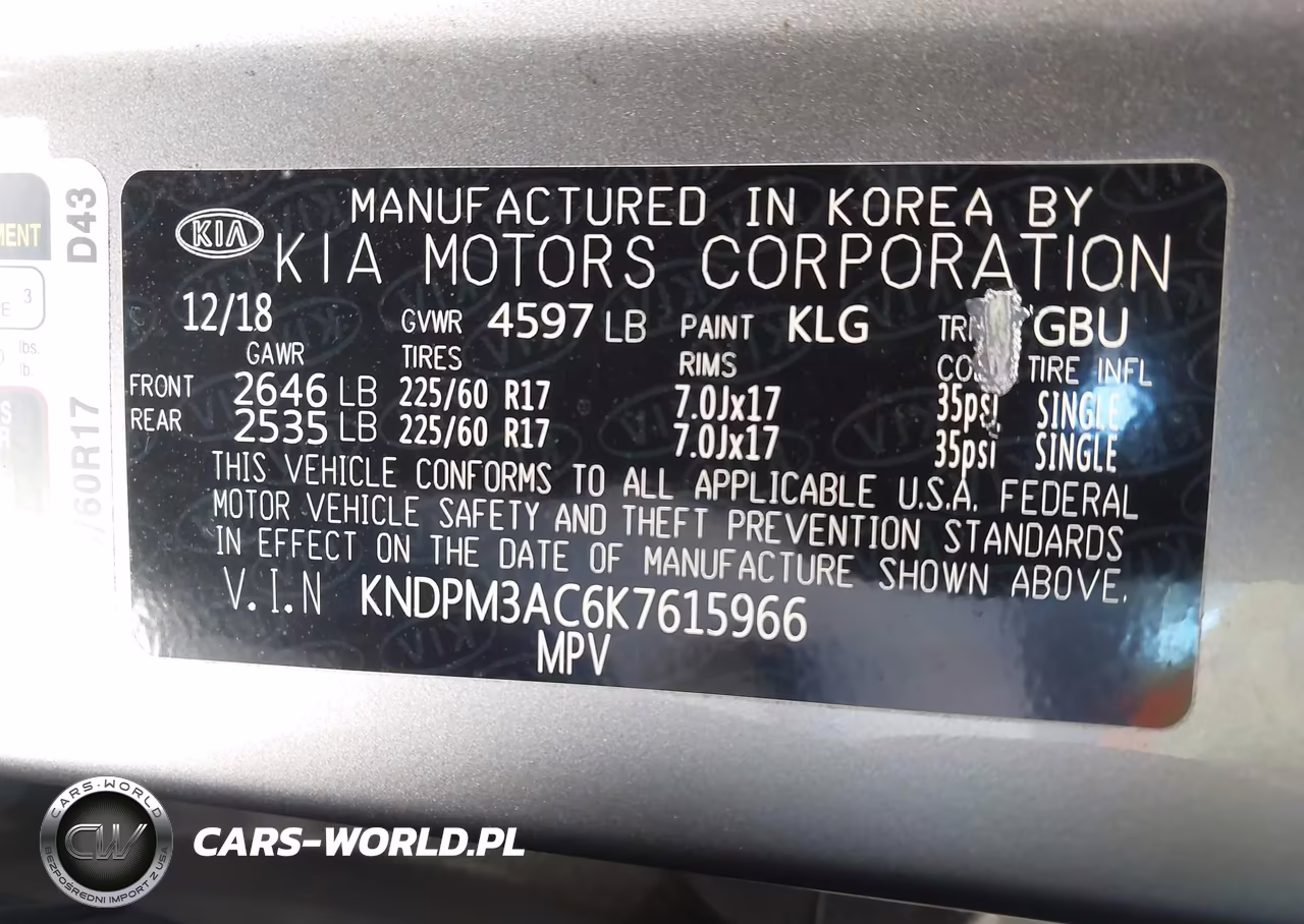 2019 Kia Sportage Lx VIN:KNDPM3AC6K7615966 - 9