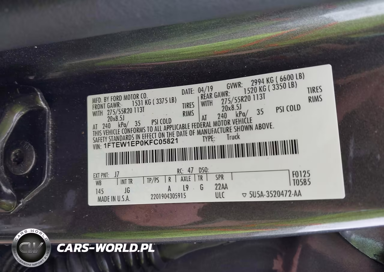 2019 Ford F-150 Xl VIN:1FTEW1EP0KFC05821 - 9