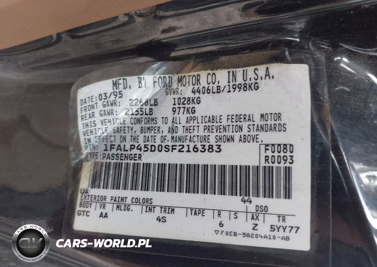 1995 Ford Mustang Cobra Svt VIN:1FALP45D0SF216383 - 9