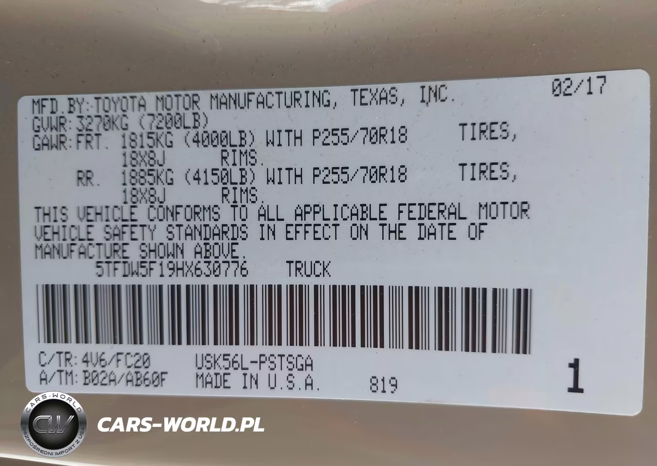 2017 Toyota Tundra Sr5 5.7L V8 VIN:5TFDW5F19HX630776 - 9
