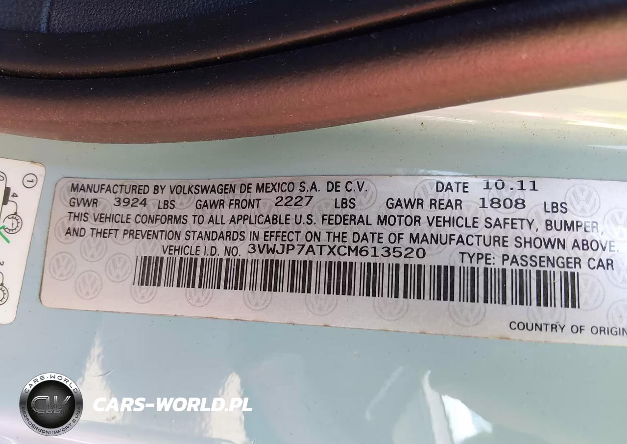 2012 Volkswagen Beetle 2.5L VIN:3VWJP7ATXCM613520 - 9