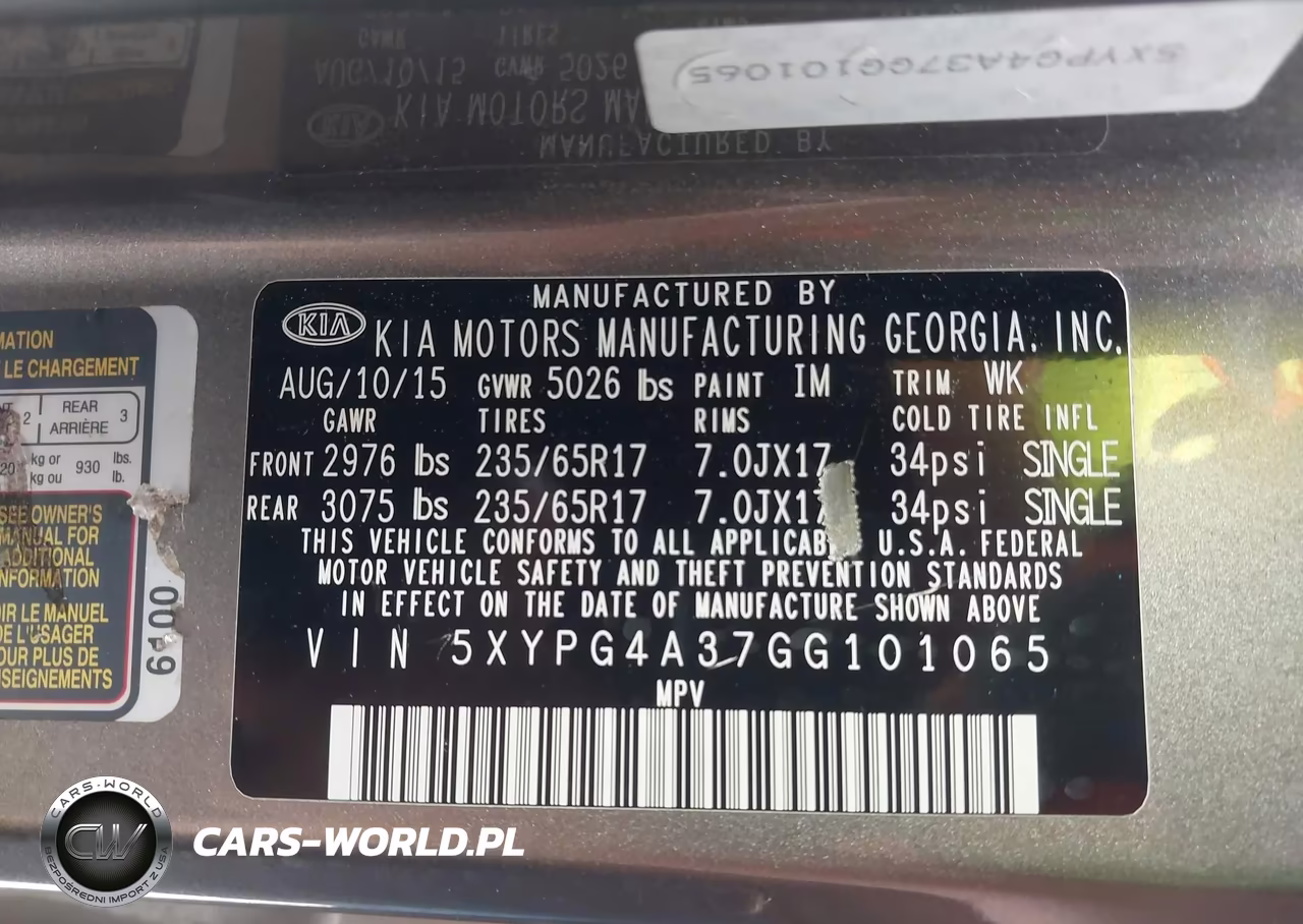 2016 Kia Sorento 2.4L Lx VIN:5XYPG4A37GG101065 - 9