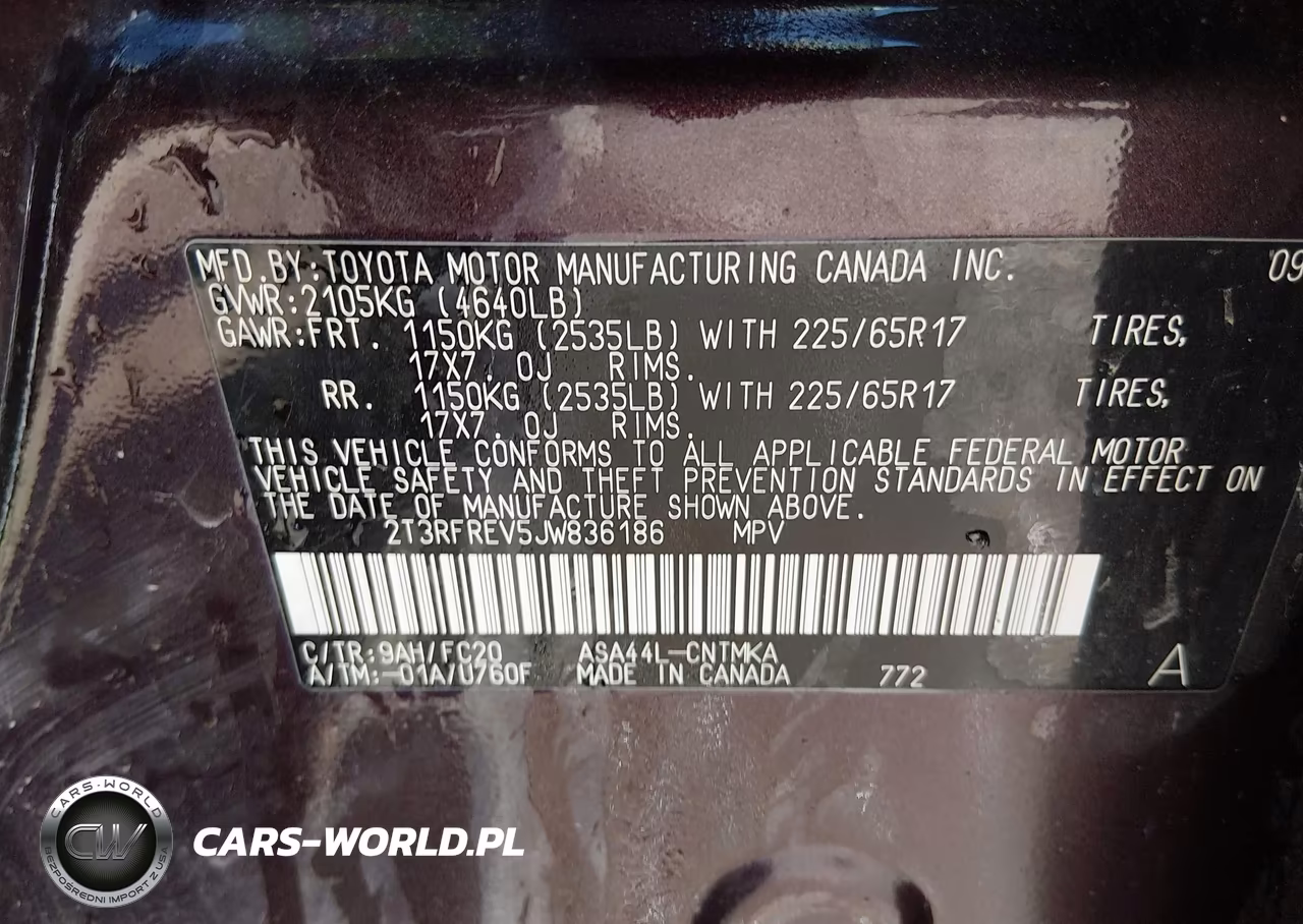 2018 Toyota Rav4 Xle VIN:2T3RFREV5JW836186 - 9