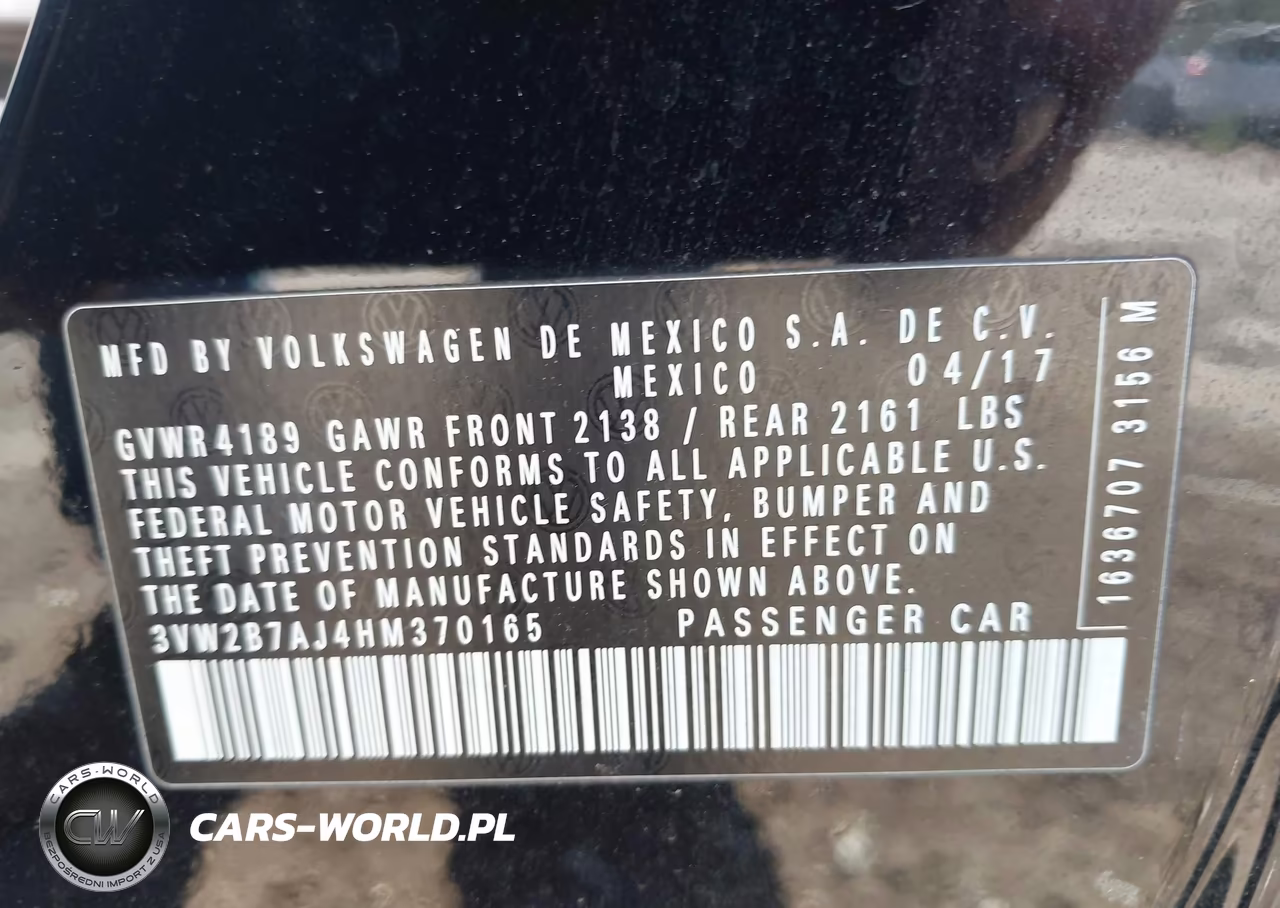 2017 Volkswagen Jetta 1.4T S VIN:3VW2B7AJ4HM370165 - 9
