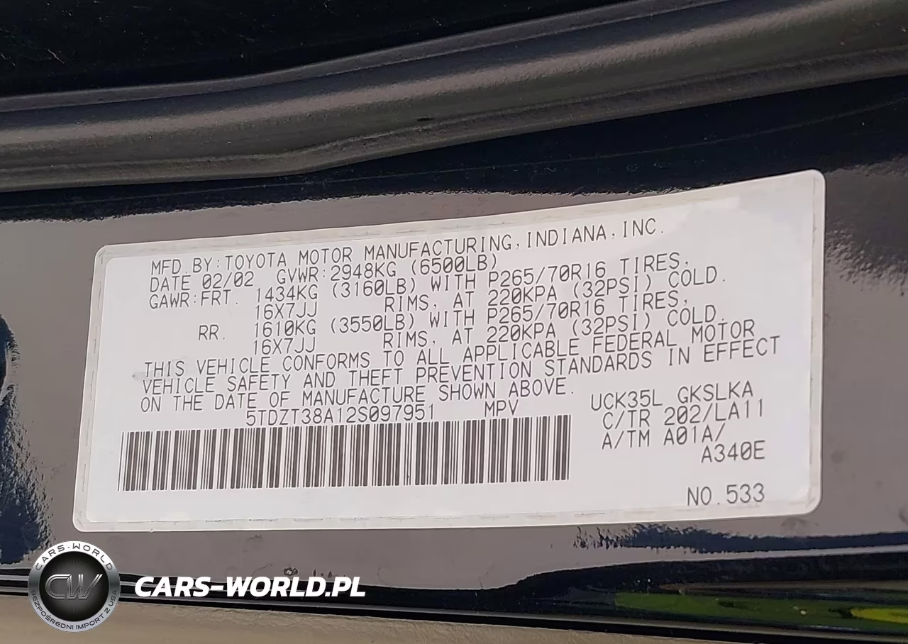 2002 Toyota Sequoia Limited V8 VIN:5TDZT38A12S097951 - 9