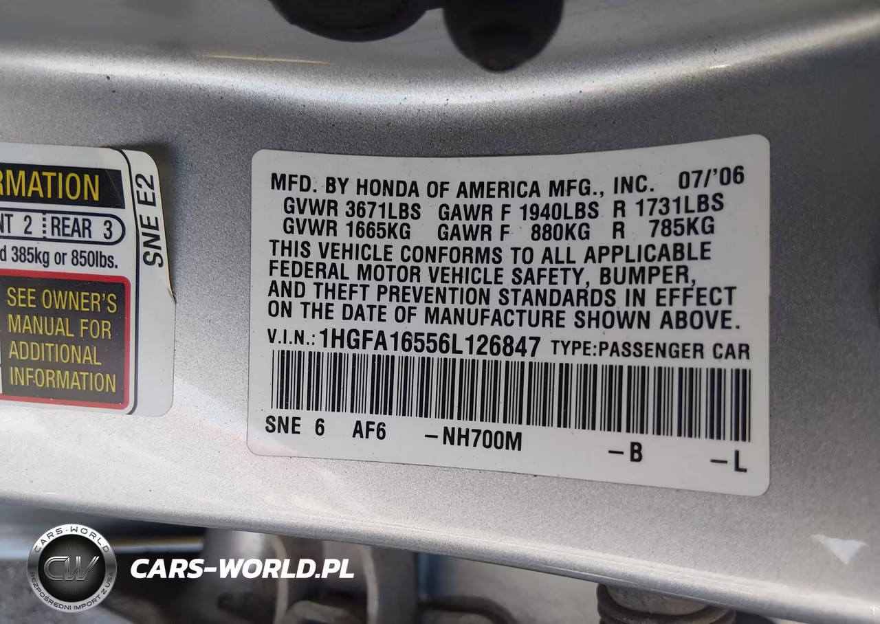 2006 Honda Civic Lx VIN:1HGFA16556L126847 - 9