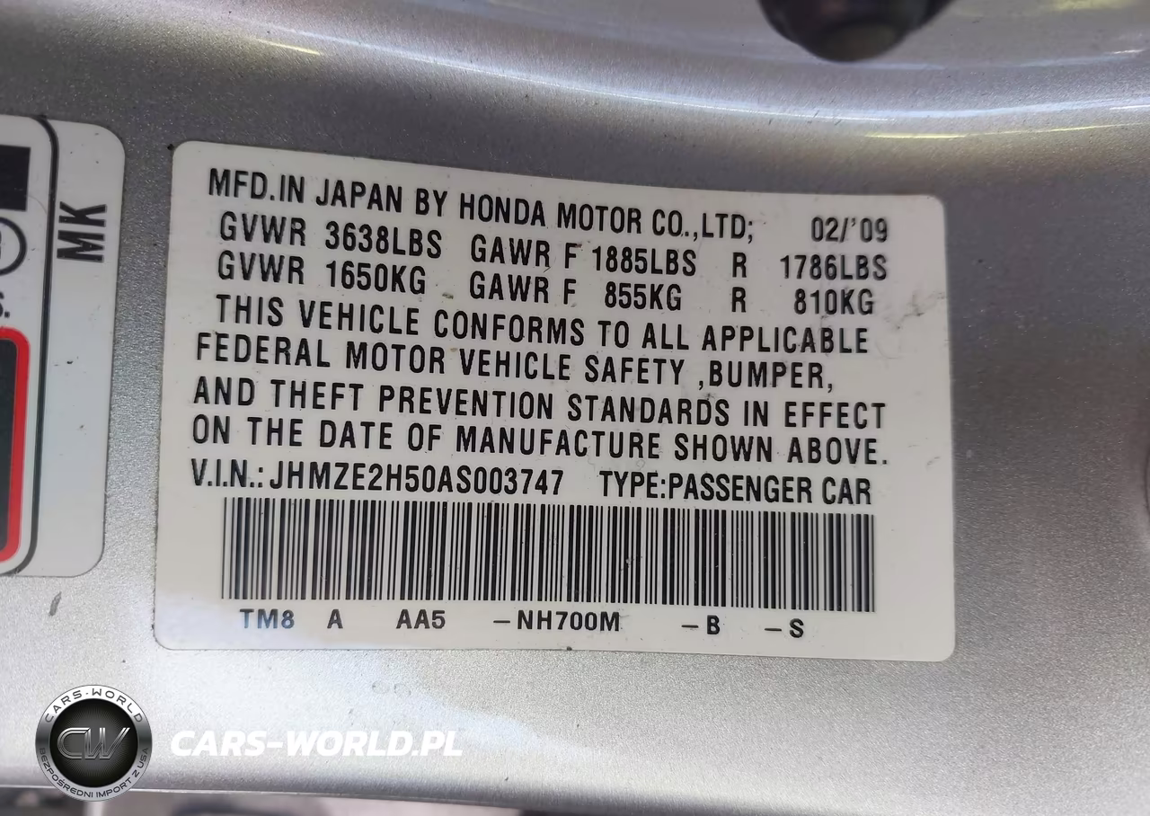 2010 Honda Insight Lx VIN:JHMZE2H50AS003747 - 9