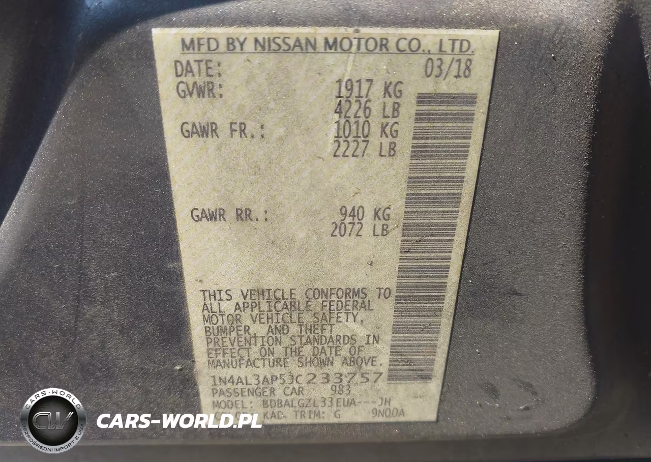 2018 Nissan Altima 2.5 S VIN:1N4AL3AP5JC233757 - 9