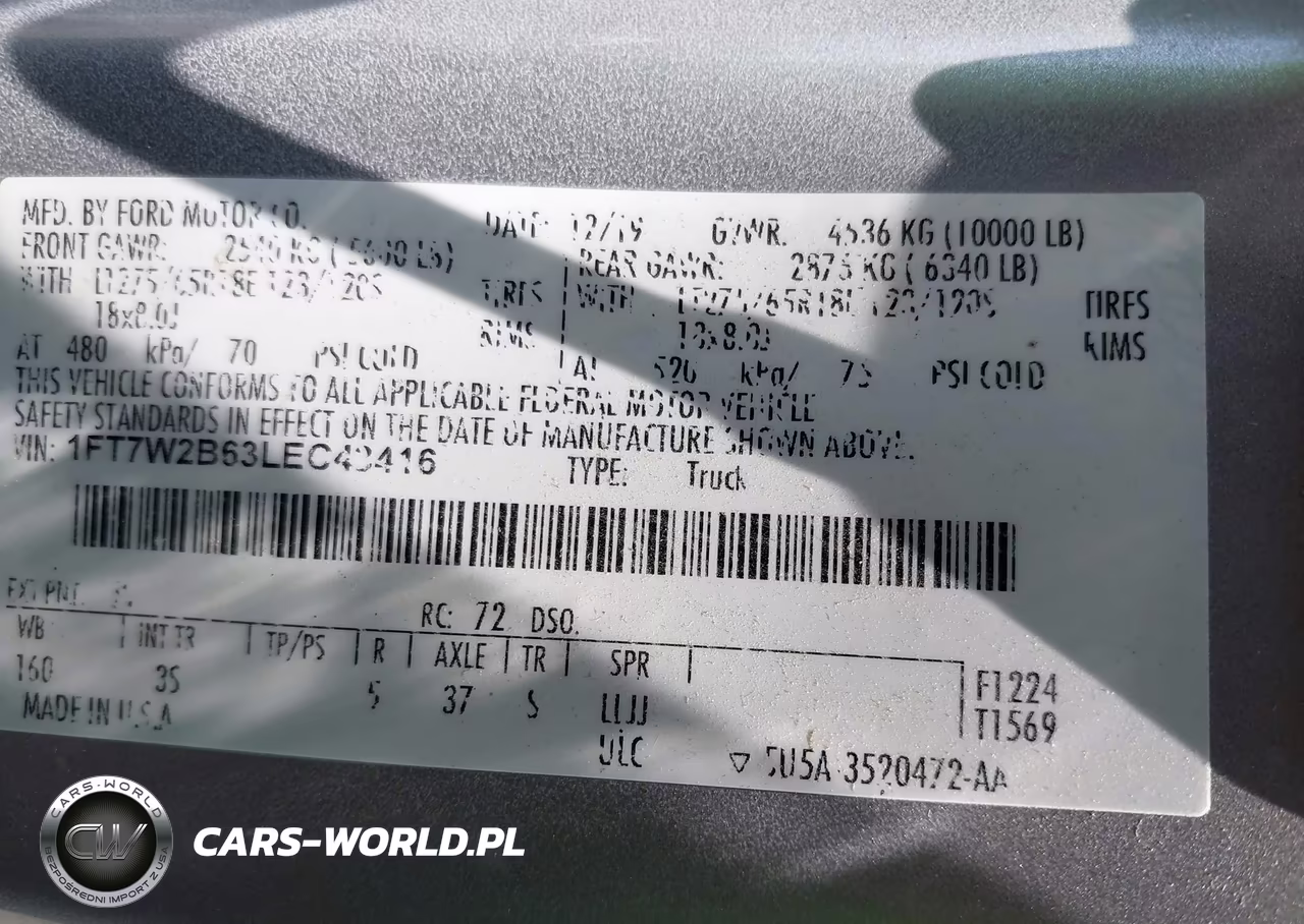 2020 Ford F-250 Xlt VIN:1FT7W2B63LEC43416 - 9