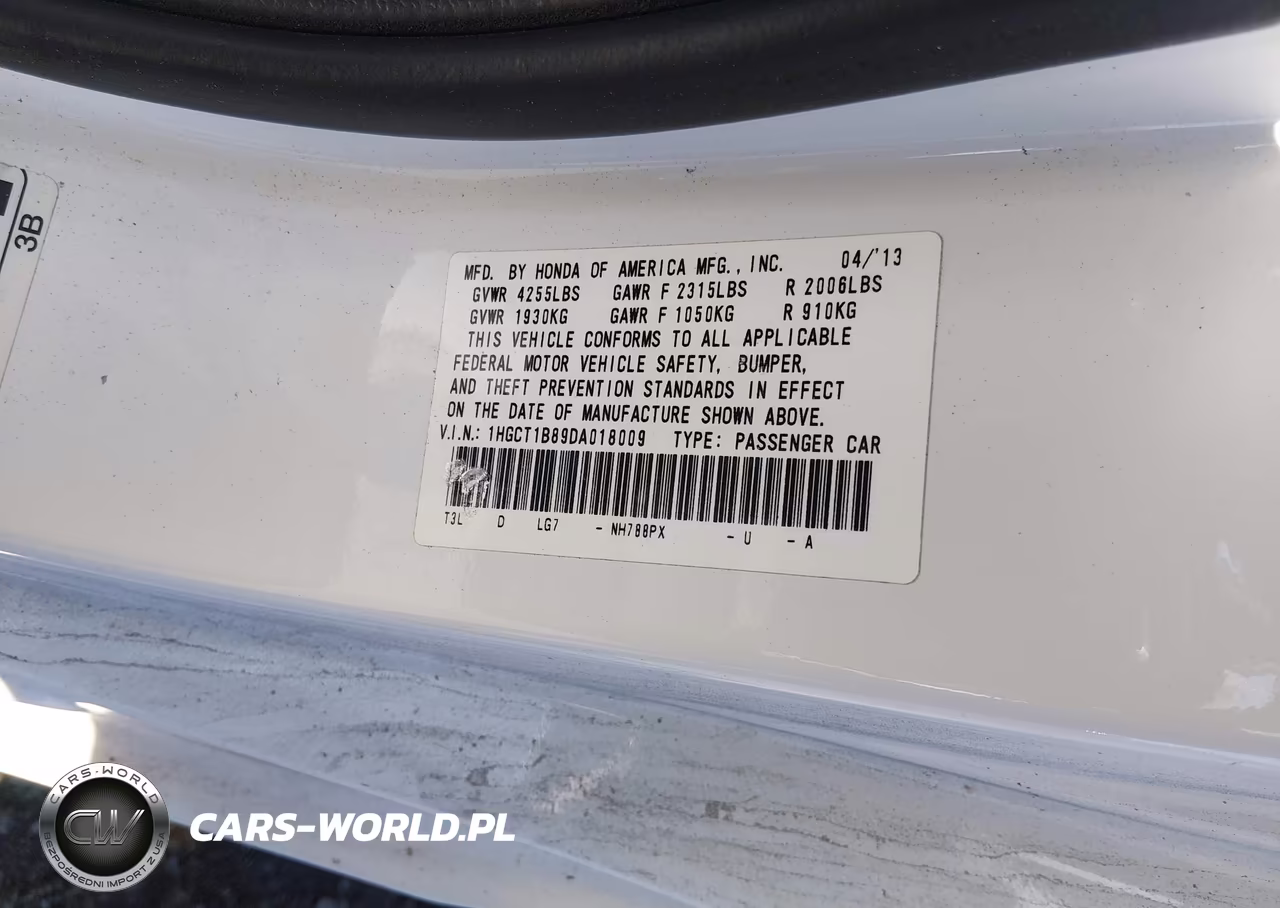 2013 Honda Accord Ex-L VIN:1HGCT1B89DA018009 - 9