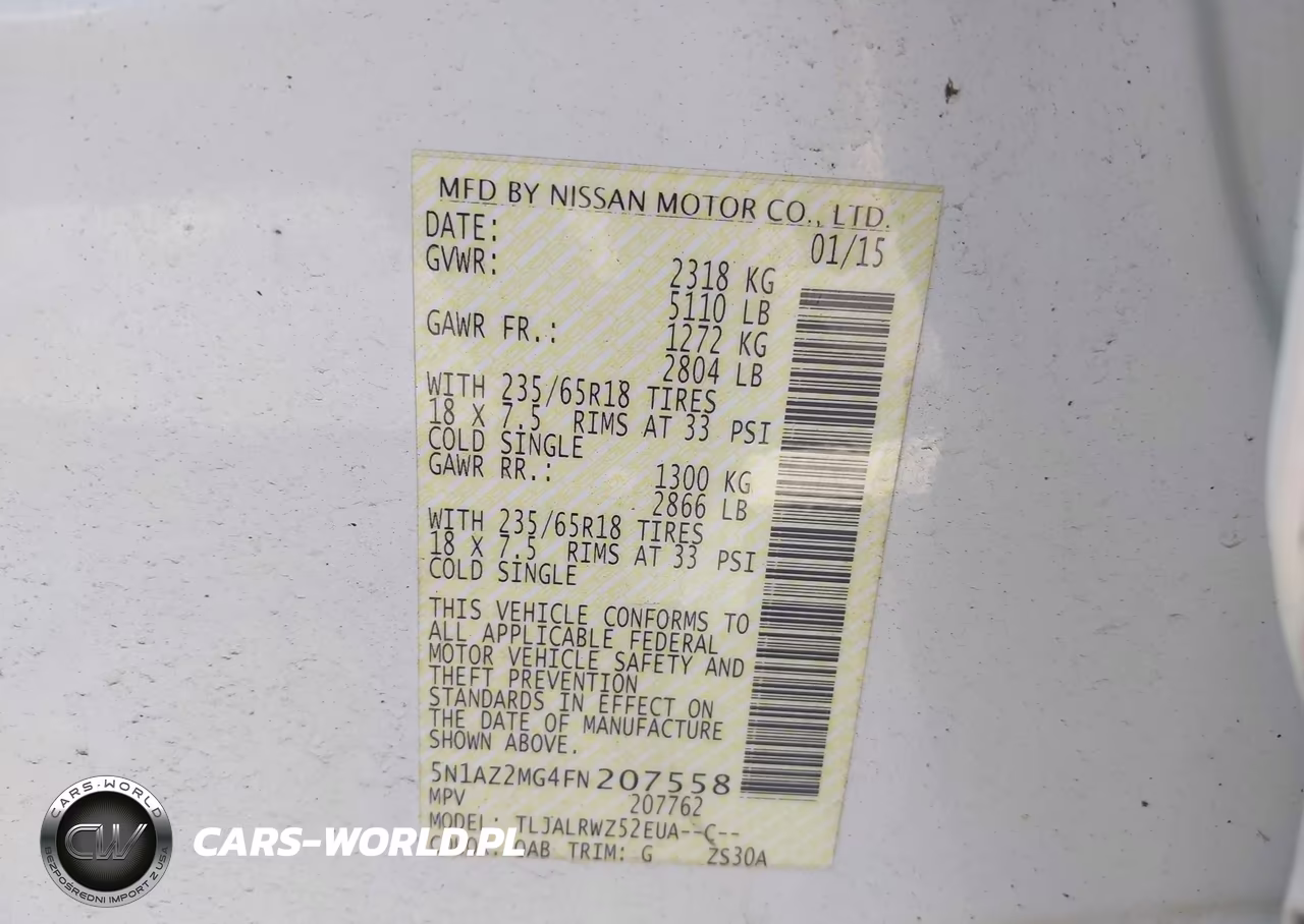 2015 Nissan Murano Sl VIN:5N1AZ2MG4FN207558 - 9