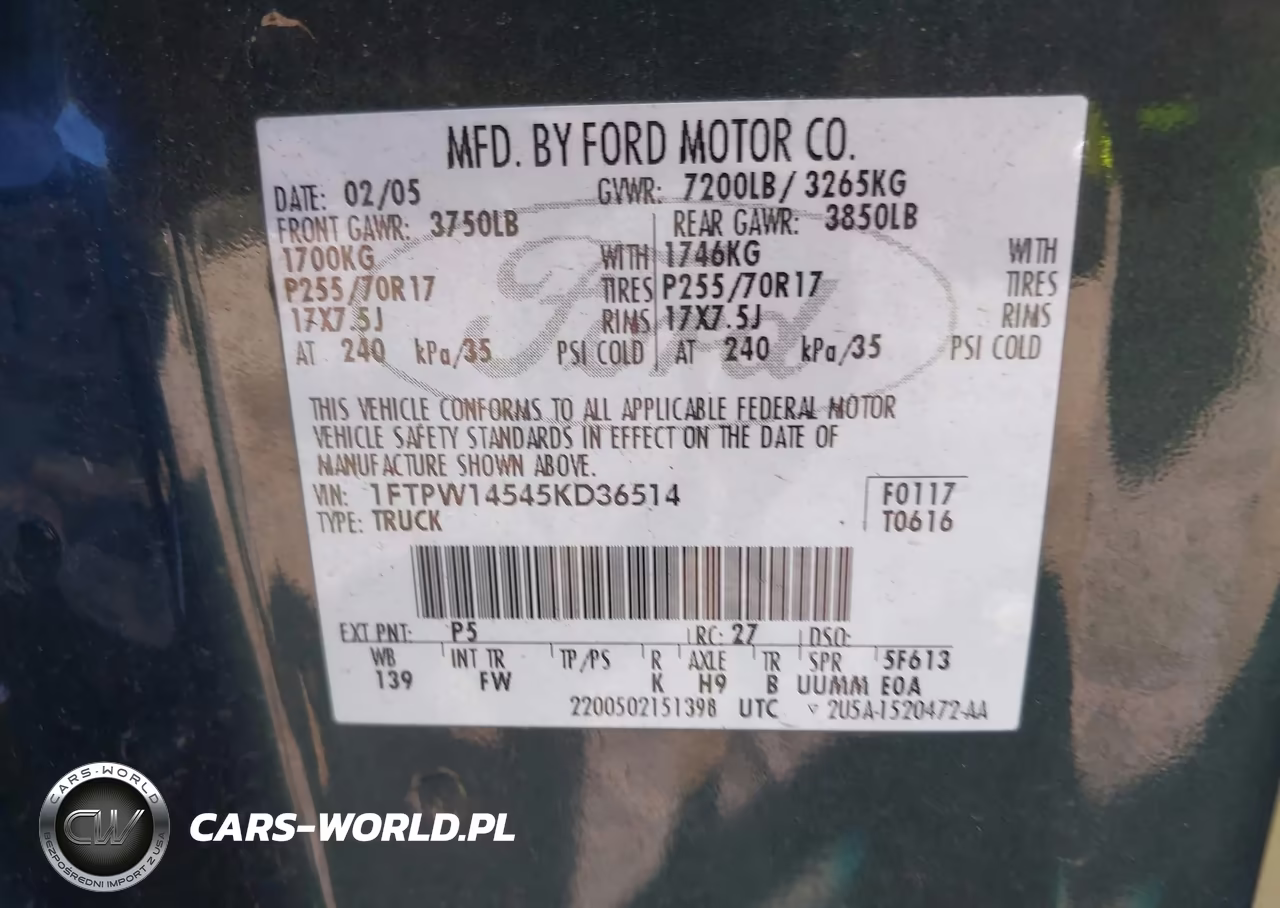 2005 Ford F-150 Fx4-Lariat-Xlt VIN:1FTPW14545KD36514 - 9