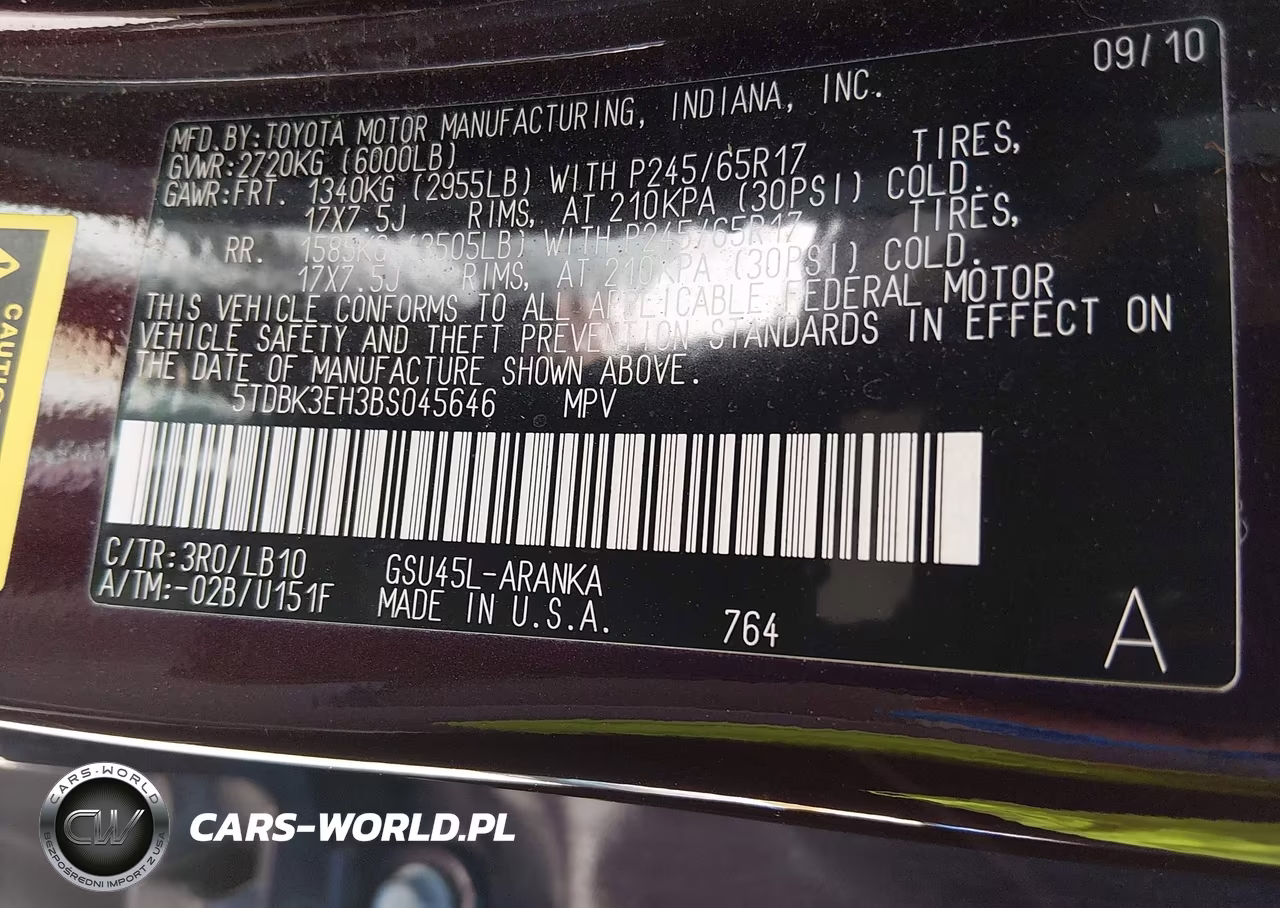 2011 Toyota Highlander Se V6 VIN:5TDBK3EH3BS045646 - 9