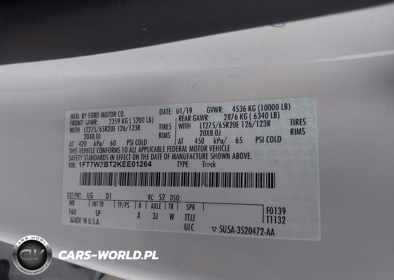 2019 Ford F-250 King Ranch VIN:1FT7W2BT2KEE01264 - 9